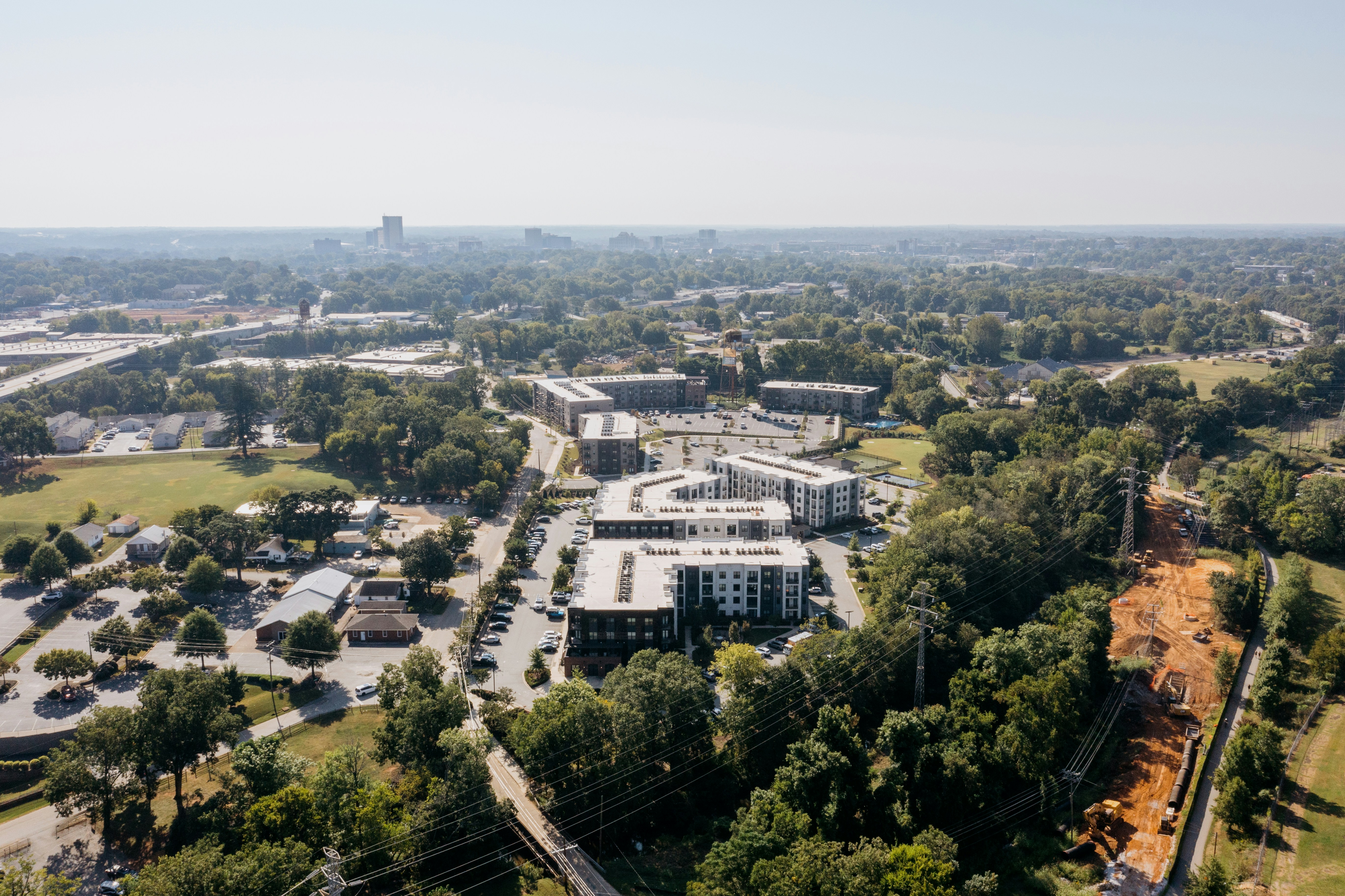 Aerial view of multifamily apartment development