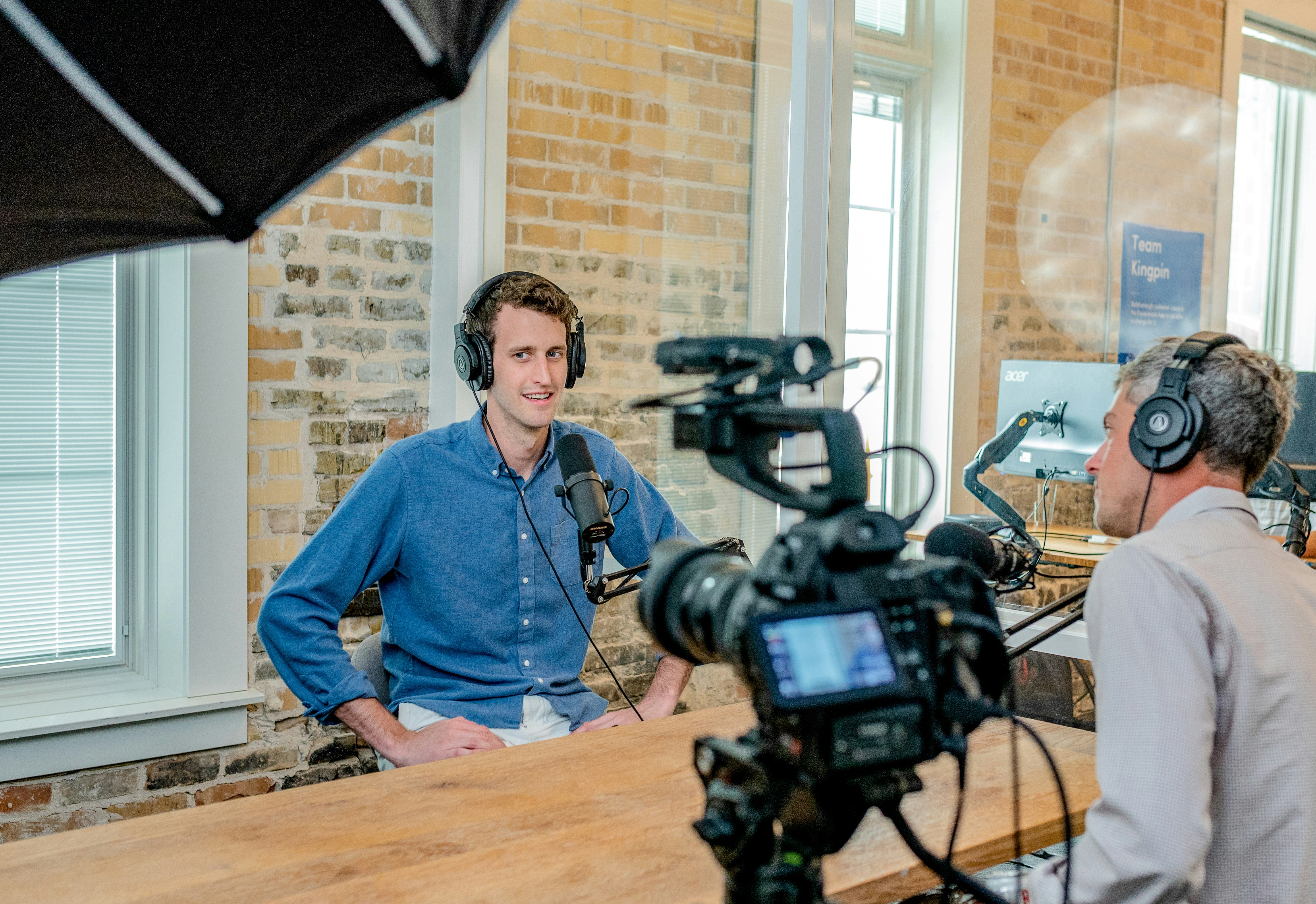 Executive interview in a podcast studio